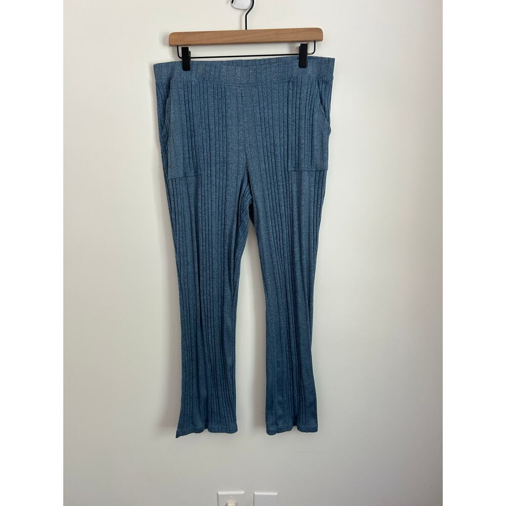 Cuddl Duds Blue Ribbed Lounge Set Size Large – Button Front Top & Pants - Picture 8 of 12